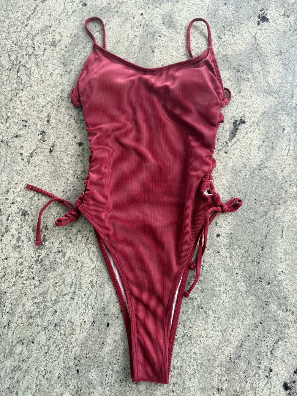 SHEIN Ribbed Side-Tie One-Piece Swimsuit